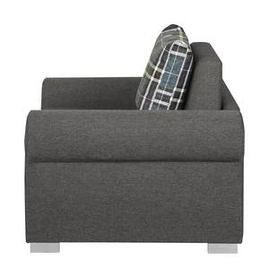 Slaapfauteuil LATINA Basic Country geweven stof - Geweven stof Mueni / Geweven stof Logan: Grijs / Blauwgrijs geruit - Breedte: 125 cm