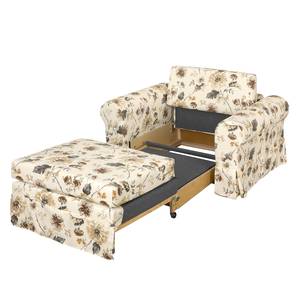 Fauteuil convertible Latina VIII Matière tissée - Motif floral - Beige / Marron