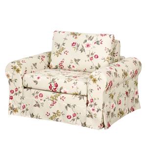 Fauteuil-lit LATINA Country avec housse Toile tissée - Motif floral - Tissu Fedra: Crème / Rouge