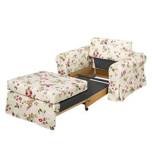 Fauteuil-lit LATINA Country avec housse Toile tissée - Motif floral - Tissu Fedra: Crème / Rouge