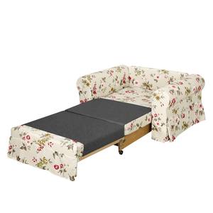 Fauteuil-lit LATINA Country avec housse Toile tissée - Motif floral - Tissu Fedra: Crème / Rouge - Largeur : 125 cm