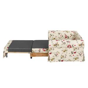 Fauteuil-lit LATINA Country avec housse Toile tissée - Motif floral - Tissu Fedra: Crème / Rouge - Largeur : 125 cm