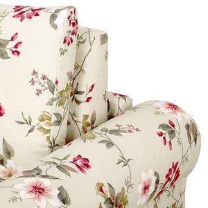 Fauteuil-lit LATINA Country avec housse Toile tissée - Motif floral - Tissu Fedra: Crème / Rouge - Largeur : 125 cm