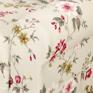 Fauteuil-lit LATINA Country avec housse Toile tissée - Motif floral - Tissu Fedra: Crème / Rouge - Largeur : 125 cm