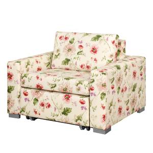 Fauteuil convertible Latina VIII Matière tissée - Motif floral - Beige / Rose