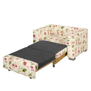 Fauteuil convertible Latina VIII Matière tissée - Motif floral - Beige / Rose