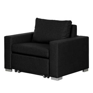 Slaapfauteuil LATINA Basic geweven stof - Stof Doran: Zwart - Breedte: 110 cm