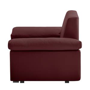 Fauteuil convertible Plaza Cuir véritable - Bordeaux - Accoudoir réglable