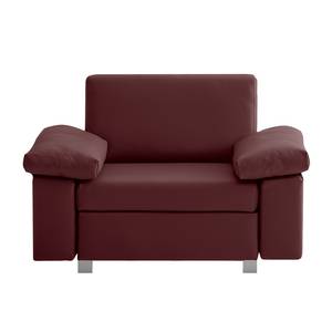 Fauteuil convertible Plaza Cuir véritable - Bordeaux - Accoudoir réglable