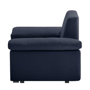 Poltrona letto Plaza Vera pelle - Blu scuro - Bracciolo regolabile