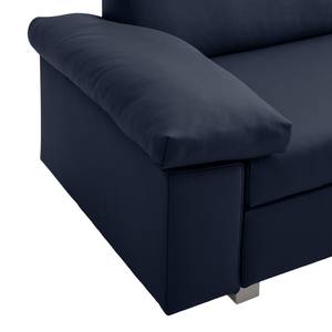 Fauteuil convertible Plaza Cuir véritable - Bleu foncé - Accoudoir réglable