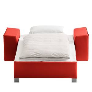 Poltrona letto Plaza Vera pelle - Rosso - Bracciolo regolabile