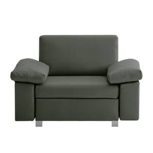 Fauteuil convertible Plaza Cuir véritable - Vert sapin - Accoudoir réglable