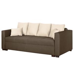 Schlafsofa Bela Cruz Strukturstoff Espresso / Warmes Beige