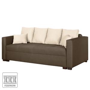 Schlafsofa Bela Cruz Strukturstoff Espresso / Warmes Beige