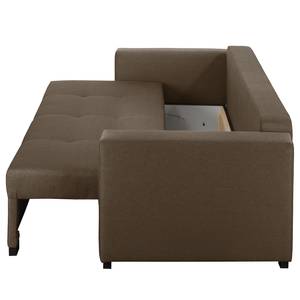 Schlafsofa Bela Cruz Strukturstoff Espresso / Warmes Beige