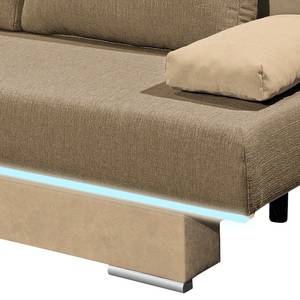 Slaapbank Competa geweven stof/microvezel - Beige - Met verlichting