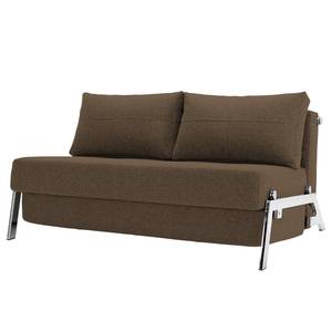 Schlafsofa Cubed Stoff Coastal: Slate Brown - Breite: 148 cm - Chrom glänzend