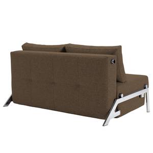 Schlafsofa Cubed Stoff Coastal: Slate Brown - Breite: 148 cm - Chrom glänzend