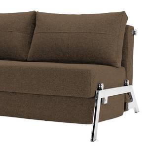 Canapé convertible Cubed Tissu - Tissu Coastal : Slate Brown - Largeur : 148 cm - Chrome brillant