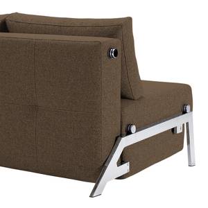 Schlafsofa Cubed Stoff Coastal: Slate Brown - Breite: 148 cm - Chrom glänzend