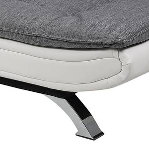 Canapé convertible Fanny Tissu gris clair / Cuir synthétique blanc