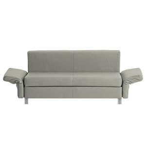 Canapé convertible Florenz Cuir véritable - Gris - Largeur : 200 cm