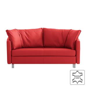 Canapé convertible Florenz Cuir véritable - Rouge - Largeur : 200 cm