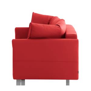 Canapé convertible Florenz Cuir véritable - Rouge - Largeur : 200 cm