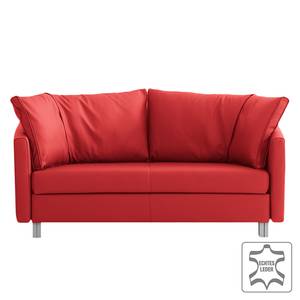 Canapé convertible Florenz Cuir véritable - Rouge - Largeur : 200 cm
