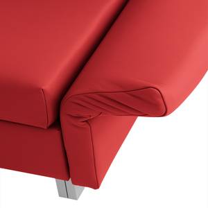 Canapé convertible Florenz Cuir véritable - Rouge - Largeur : 200 cm