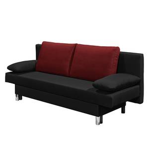 Canapé convertible Homely Tissu - Noir / Rouge Bordeaux