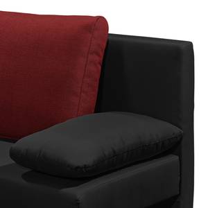 Canapé convertible Homely Tissu - Noir / Rouge Bordeaux