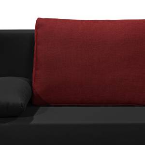 Canapé convertible Homely Tissu - Noir / Rouge Bordeaux