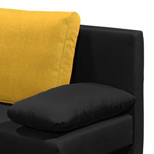 Canapé convertible Homely Tissu - Noir / Jaune