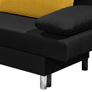 Canapé convertible Homely Tissu - Noir / Jaune