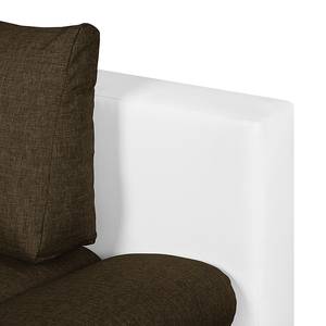 Schlafsofa Girard II Kunstleder / Webstoff - Weiß / Braun