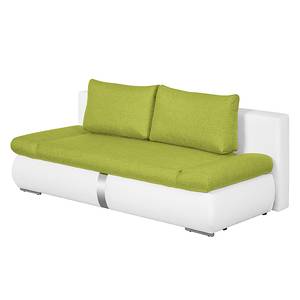 Schlafsofa Girard II Kunstleder/Webstoff - Weiß / Grün