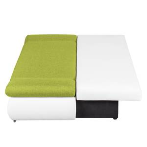 Slaapbank Girard II met chromen lijst kunstleer/geweven stof - Wit/groen