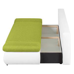 Canapé convertible Girard II Avec bande chromée Cuir synthétique / Tissu - Blanc / Vert