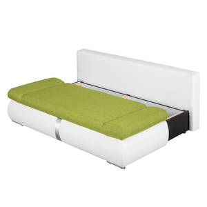 Canapé convertible Girard II Avec bande chromée Cuir synthétique / Tissu - Blanc / Vert