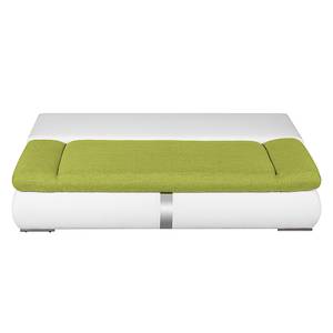 Canapé convertible Girard II Avec bande chromée Cuir synthétique / Tissu - Blanc / Vert