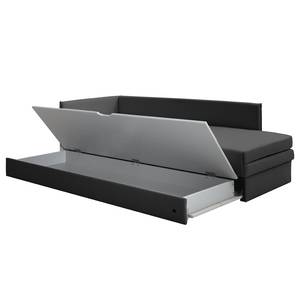 Canapé convertible Guest Tissu structuré - Anthracite - Accoudoir monté à gauche (vu de face) - 2 coussins