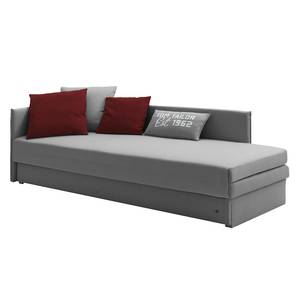 Schlafsofa Guest Webstoff Grau - Armlehne davorstehend links - 4 Kissen