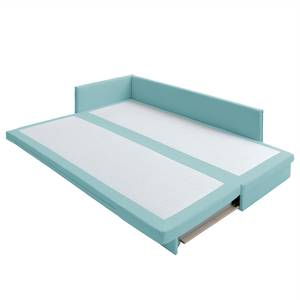 Schlafsofa Guest Webstoff Babyblau - Armlehne davorstehend links - 2 Kissen