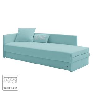 Schlafsofa Guest Webstoff Babyblau - Armlehne davorstehend links - 2 Kissen