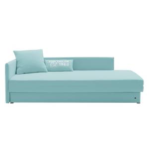 Schlafsofa Guest Webstoff Babyblau - Armlehne davorstehend links - 2 Kissen