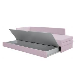 Schlafsofa Guest Webstoff Mauve - Armlehne davorstehend links - 2 Kissen