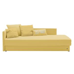 Schlafsofa Guest Webstoff Pastellgelb - Armlehne davorstehend links - 4 Kissen