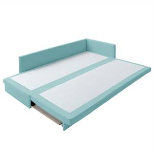 Schlafsofa Guest Webstoff Babyblau - Armlehne davorstehend rechts - 2 Kissen